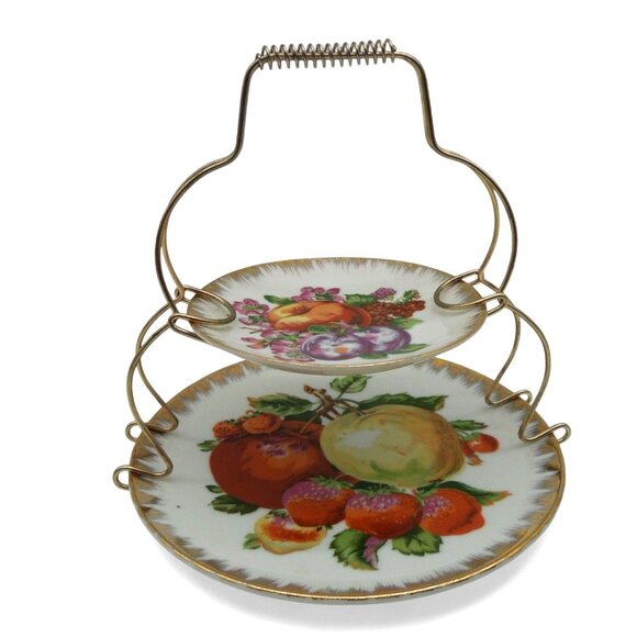 GIFTCRAFT Japan Plate Stand 2-Tier Fruit Design Japan Vintage - Picture 2 of 11